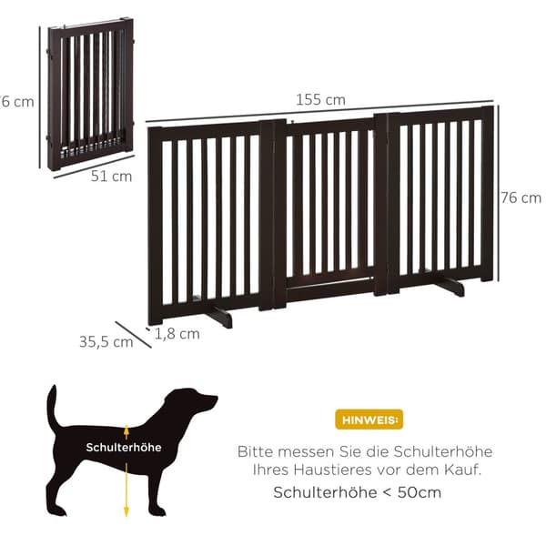 Dør Sikkerhedslåge Barrier Hundeport Træ Fritstående Til Hunde Justerbar Med Fødder Foldbar Mørkebrun