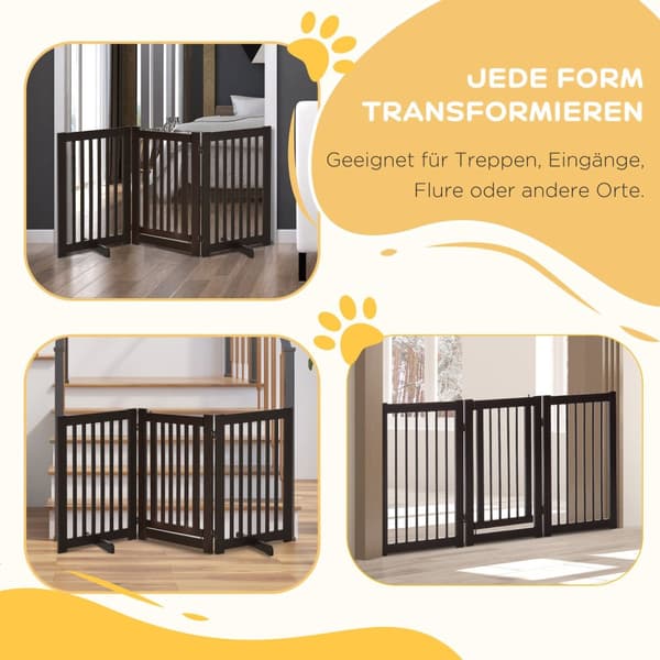 Dør Sikkerhedslåge Barrier Hundeport Træ Fritstående Til Hunde Justerbar Med Fødder Foldbar Mørkebrun