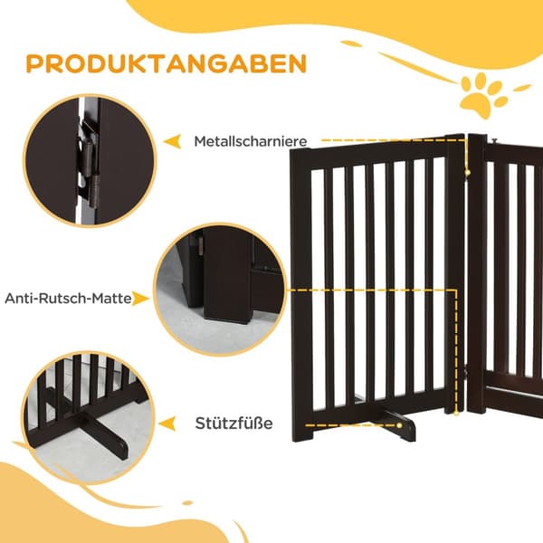 Dør Sikkerhedslåge Barrier Hundeport Træ Fritstående Til Hunde Justerbar Med Fødder Foldbar Mørkebrun
