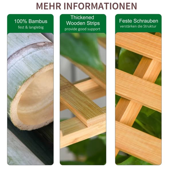 Treblomstertrapp Plantestativ Stige Hylle Justerbar Hengehøyde Blomsterstativ Hengende Bambus Naturlig Innendørs Utendørs 70 X 40 X 143 Cm