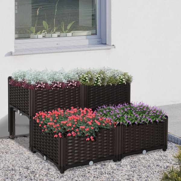 Raised Bed Rotting Plant Box Med Dreneringshull, Pp, Brun, 40X40X44Cm