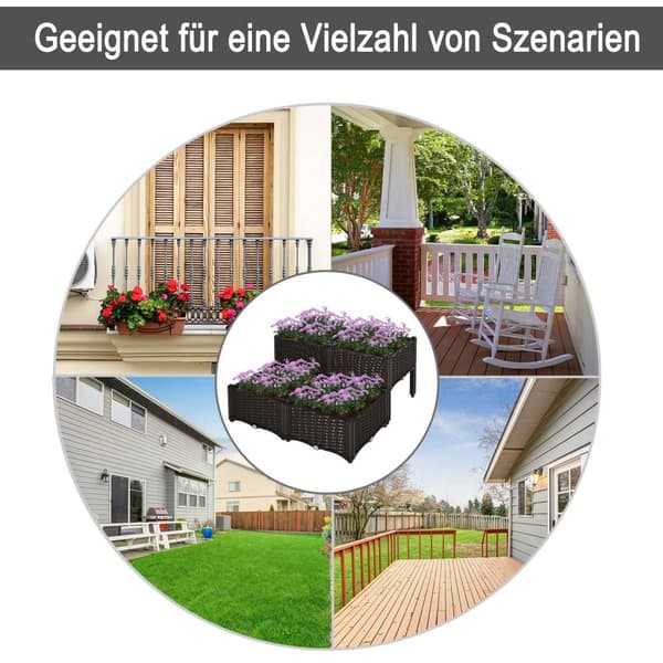 Raised Bed Rotting Plant Box Med Dreneringshull, Pp, Brun, 40X40X44Cm