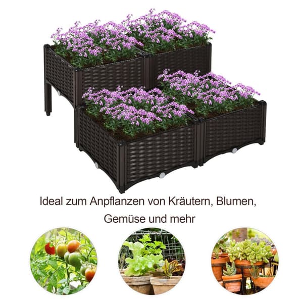 Raised Bed Rotting Plant Box Med Dreneringshull, Pp, Brun, 40X40X44Cm