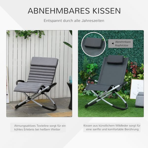 Gyngestol Ergonomisk 2 I 1 Huskestol Hagestol Gyngestol Metall Tekstlinje Sfærisk Mørkegrå 145 X 74 X 88 Cm