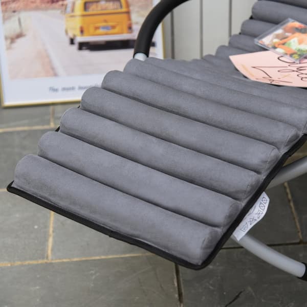 Gyngestol Ergonomisk 2 I 1 Huskestol Hagestol Gyngestol Metall Tekstlinje Sfærisk Mørkegrå 145 X 74 X 88 Cm