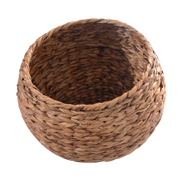 Rattan Cat Cave Cat Bed With Pute, Water Hyacinth Pet Bed, Lysebrun, 50X42X60Cm