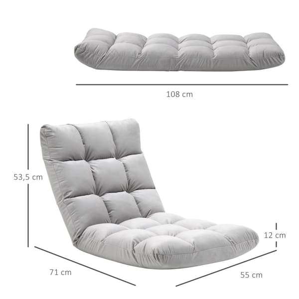 Gulvstol 3-I-1 Sammenfoldelig Justerbar Ryglæn 13 Positioner Sammenklappelig Liggestol Grå Metalskum 55X71X53,5Cm