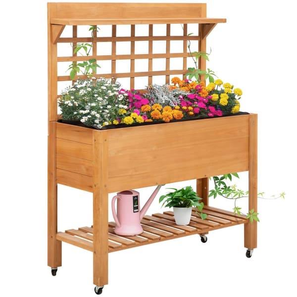 Højseng Plantebord Blomsterbord Arbejdsbord Havebord Drivhus Træplantebord Til Have Altan 105 X 40 X 135 Cm Gran