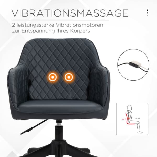 Kontorstol Med Massagebordsstol, Vibrationsfunktion, Lændepude, Pu, ​​Antracitgrå, 55X65X78-86Cm