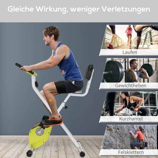 Motionscykel F-Bike Cykeltræner Med 8-Trins Justerbar Magnetisk Modstand, Højdejusterbar Stål Gul + Hvid 43 X 97 X 109 Cm