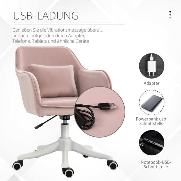 Hieronta Toimistotuoli Pöytätuoli Kääntyvä Tuoli Tärinätoiminto Säädettävät Käsinojat 55X65X79-89Cm