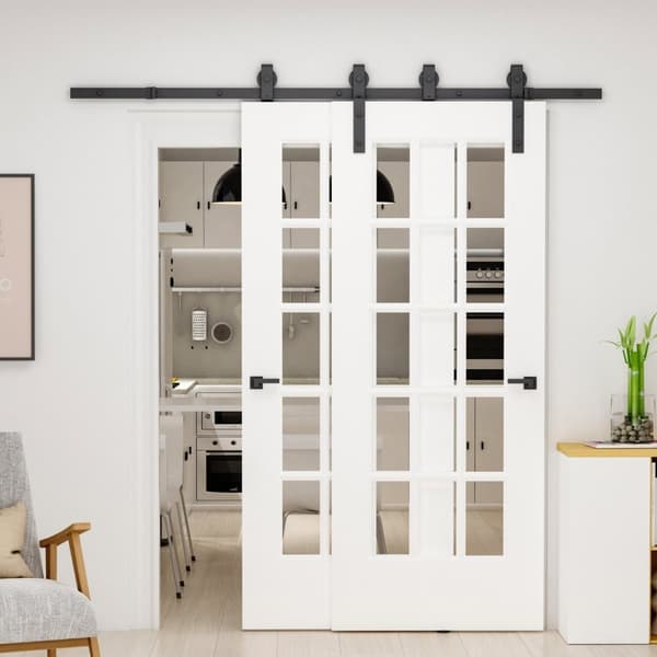 Skyvedørssystem For Skyvedørsskinne I Tre Med 9 Tilbehør Carbon Steel Black