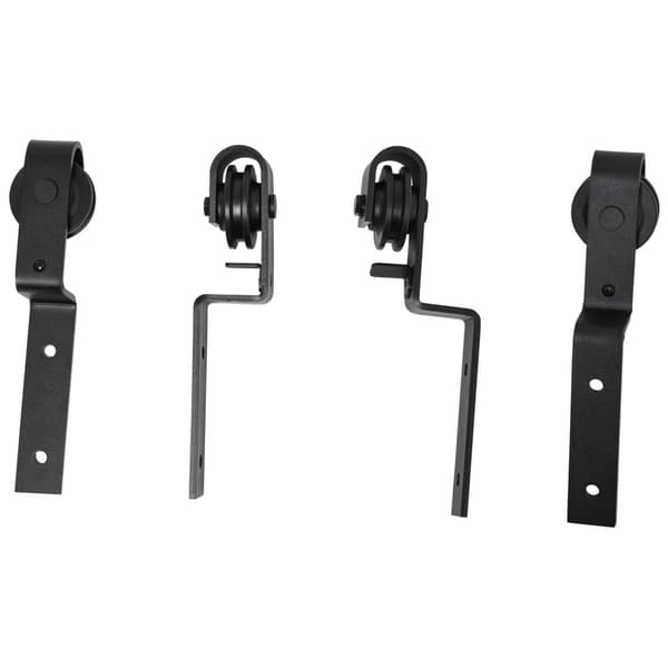 Skyvedørssystem For Skyvedørsskinne I Tre Med 9 Tilbehør Carbon Steel Black