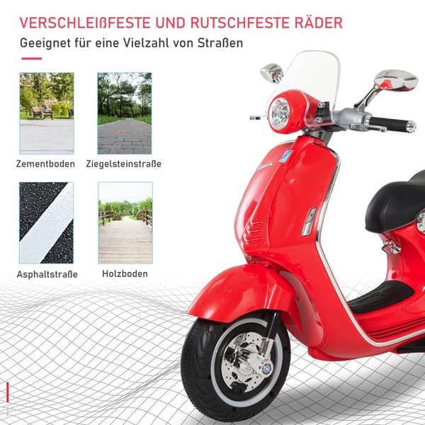 Elbil, Børnekøretøj, Børnemotorcykel, Elmotorcykel Med Mp3 Musikbelysning, 3-6 År, Pp, Rød, 108 X 49 X 75 Cm