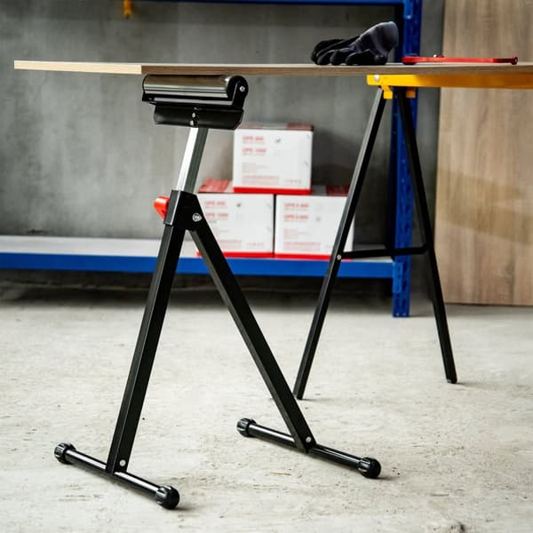 Rullbock Höjdjusterbar Stödbock, Lastbar Upp Till 90Kg, Metall, Svart, 44X50X68-110Cm