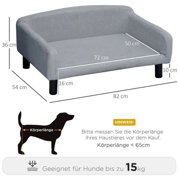 Hundesofa Stilfuld Pet Sofa Med Betræk & Træben, 82X54X36Cm