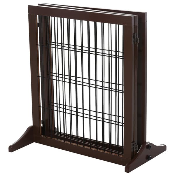 Dog Gate Barrier Lavet Af Fyrretræ, Fritstående, Brun, 185X36X71Cm