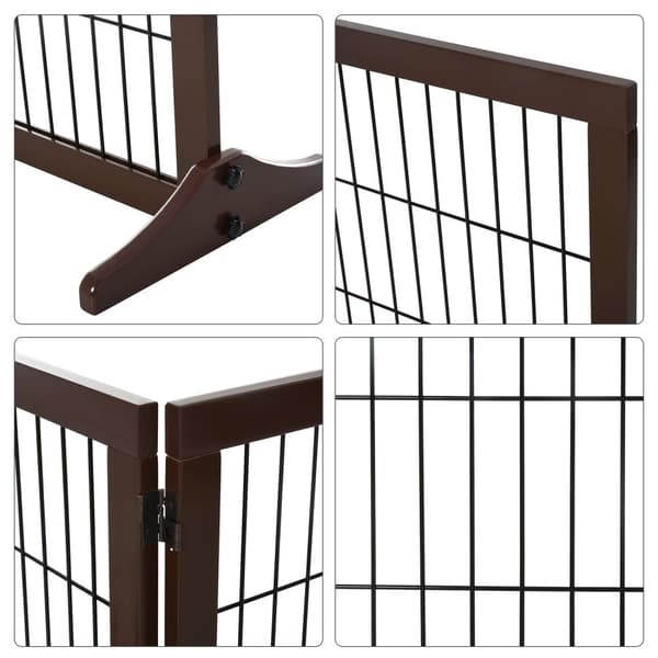 Dog Gate Barrier Lavet Af Fyrretræ, Fritstående, Brun, 185X36X71Cm