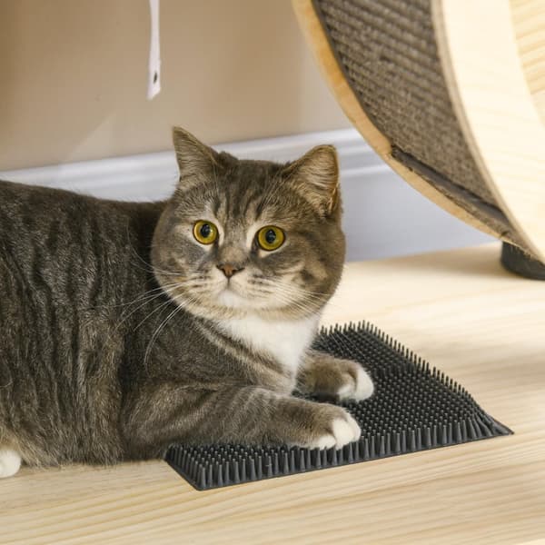 Cat Scratching Post House Med Balancehjul, 4 Etagers, Sisal Søjler, Cat Cave Lavet Af Fyrretræ, Naturligt, 80X50X143Cm