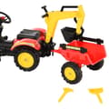 Miniatyrbilde 10 av 10: Pedaltraktor Med Henger, Pedalgraver, Traktor Med Frontlaster, Barnepedaltraktorer Fra 3 År, Gravemaskin, Barn, Stål, Plast, Rød, 179 X 42 X 59 Cm