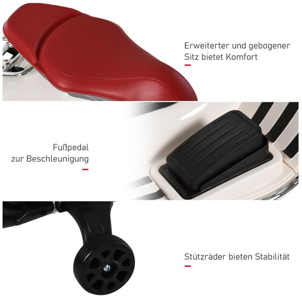 Elektrisk Børnekøretøj Motorcykel Mp3 Musik Belysning 3-6 År Pp Hvid 108X49X75Cm
