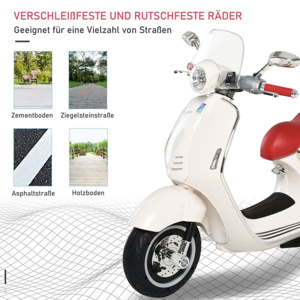 Elektrisk Børnekøretøj Motorcykel Mp3 Musik Belysning 3-6 År Pp Hvid 108X49X75Cm