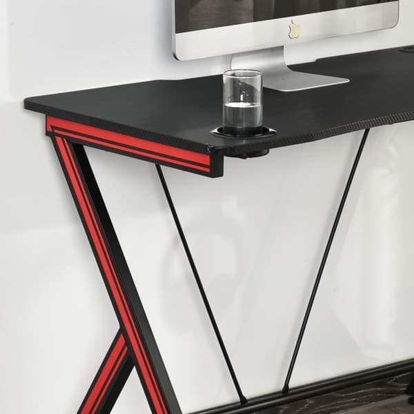 Spillbordspult Med Hodetelefonkrok Og Koppholder, Stål + Mdf, Svart, 105X55X75Cm