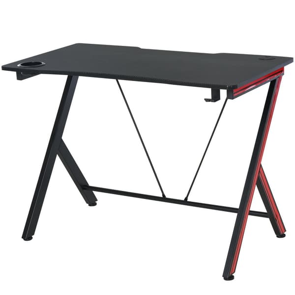 Spillbordspult Med Hodetelefonkrok Og Koppholder, Stål + Mdf, Svart, 105X55X75Cm