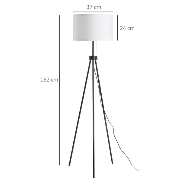 Golvlampa Modern Golvlampa E27, Stål & Polyester, Svart & Vit, 37X37X152Cm