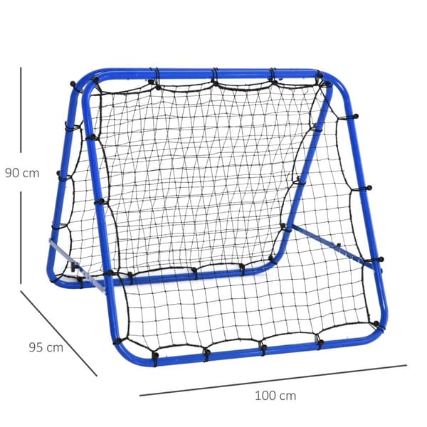 Football Rebounder Kickback Goal Rebound Seinäverkko Kaksipuolinen Palautuspallo Säädettävä 5 Tasossa Teräksensininen 100 X 95 X 90 Cm