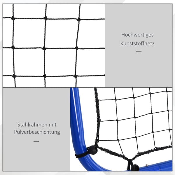 Football Rebounder Kickback Goal Rebound Seinäverkko Kaksipuolinen Palautuspallo Säädettävä 5 Tasossa Teräksensininen 100 X 95 X 90 Cm