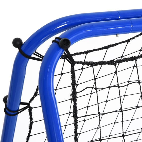 Football Rebounder Kickback Goal Rebound Seinäverkko Kaksipuolinen Palautuspallo Säädettävä 5 Tasossa Teräksensininen 100 X 95 X 90 Cm