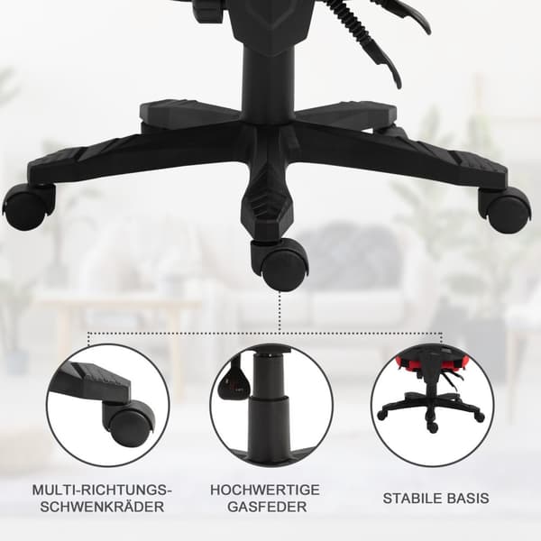 Gaming Stol Skrivebordsstol Ergonomisk Kontorstol Med Fotstøtte Høydejusterbar Polyester Sort + Rød 58 X 72 X 112-122 Cm