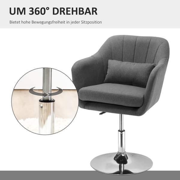 Arbejdsskammel Drejestol Kontorstol Højdejusterbar Hørlignende Polyesterstål Mørkegrå 57 X 57 X 77,5-87 Cm