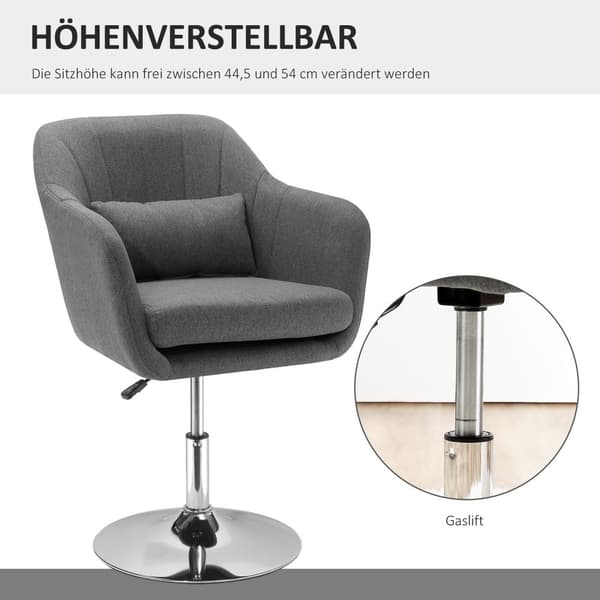 Arbejdsskammel Drejestol Kontorstol Højdejusterbar Hørlignende Polyesterstål Mørkegrå 57 X 57 X 77,5-87 Cm