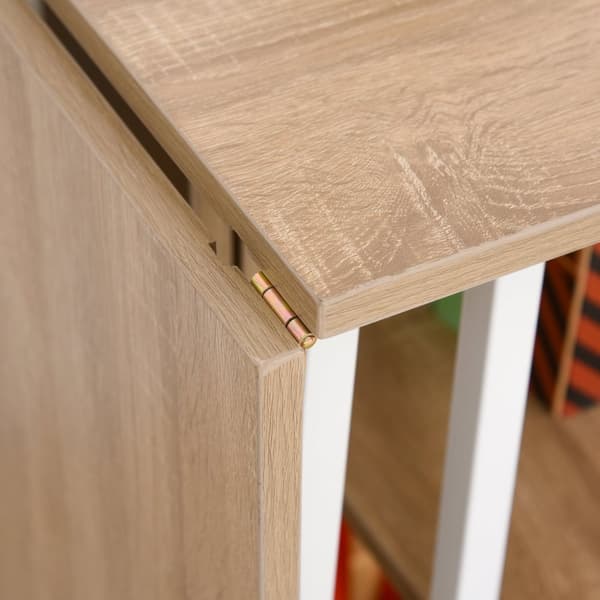 Klapbord Mobilt Skrivebord På Hjul, Sidebord, Mdf, Natur, 107X55X76Cm