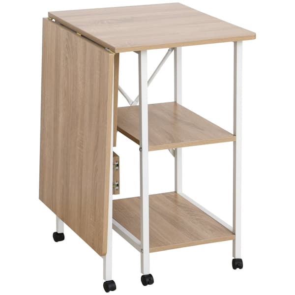 Klapbord Mobilt Skrivebord På Hjul, Sidebord, Mdf, Natur, 107X55X76Cm