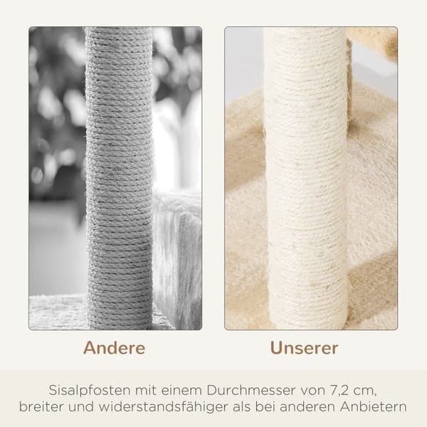 Skrapestolpe Med Sisal-Søyler, Katteskrapestolpe, Katteklatre, Kattetre, Beige, 50 X 50 X 100 Cm
