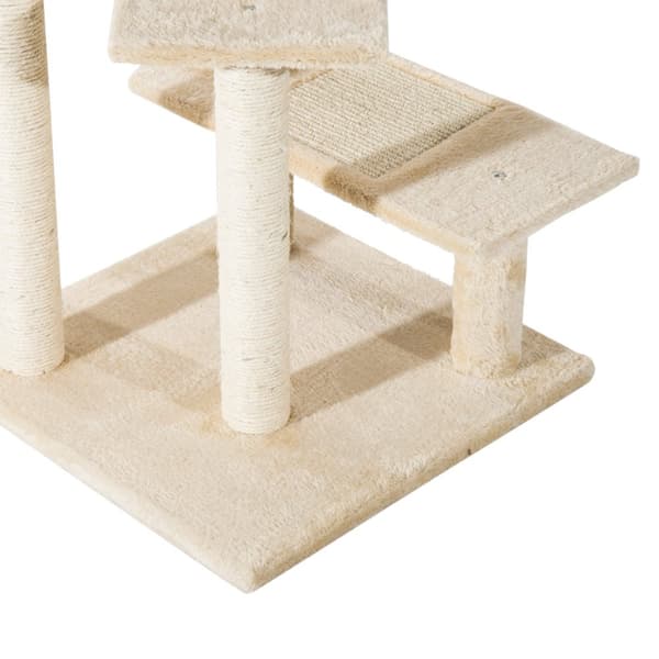 Skrapestolpe Med Sisal-Søyler, Katteskrapestolpe, Katteklatre, Kattetre, Beige, 50 X 50 X 100 Cm