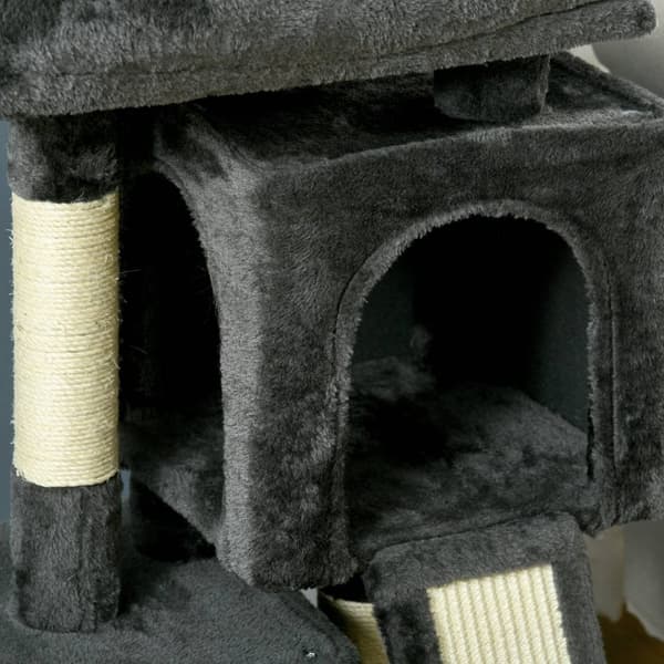 Kattetre Med Sisal-Søyler, Skrapestolpe, Katteklatre, Kattetre, Mørkegrå, 59 X 39 X 83 Cm