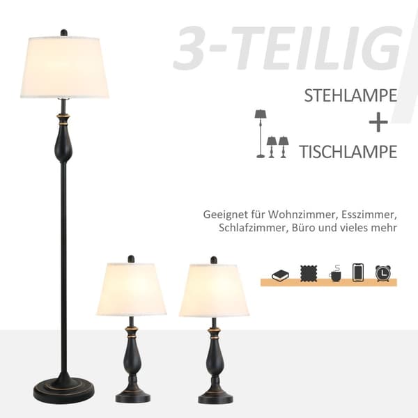 3 Kpl Vintage Pöytävalaisin Metalli Ps Polyesteri Puuvilla E27 Pöytävalaisimen Halkaisija 38 X 158 Cm Lattiavalaisimen Halkaisija 30 X 62 Cm