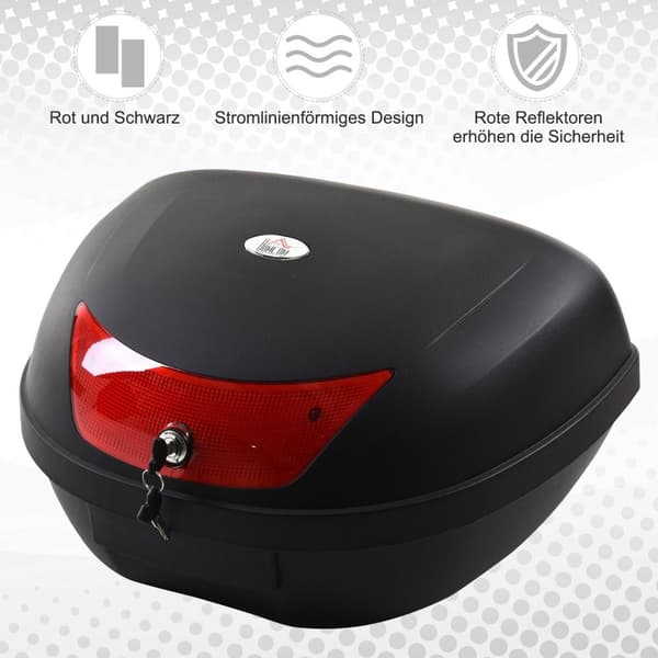 Motorsykkelkoffert, Scooterkoffert For Motorsykler, Scootere, Mopeder, Quads, 48L Hjelmkoffert, Toppkoffert, Svart, 59X43X33Cm