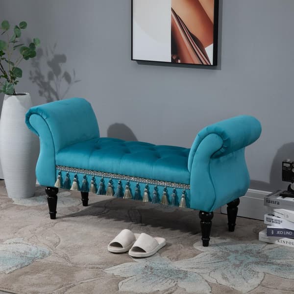 Penkki Luxury Pehmustettu Penkki Jakkarapenkki Polyesterista Ja Kumista Tyylikäs Sininen 117 X 40 X 58 Cm