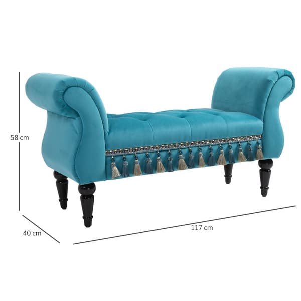 Penkki Luxury Pehmustettu Penkki Jakkarapenkki Polyesterista Ja Kumista Tyylikäs Sininen 117 X 40 X 58 Cm
