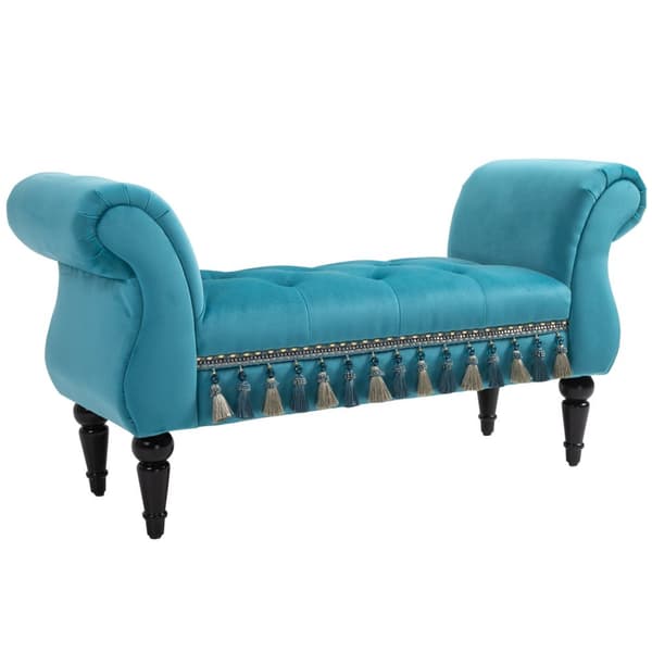 Penkki Luxury Pehmustettu Penkki Jakkarapenkki Polyesterista Ja Kumista Tyylikäs Sininen 117 X 40 X 58 Cm