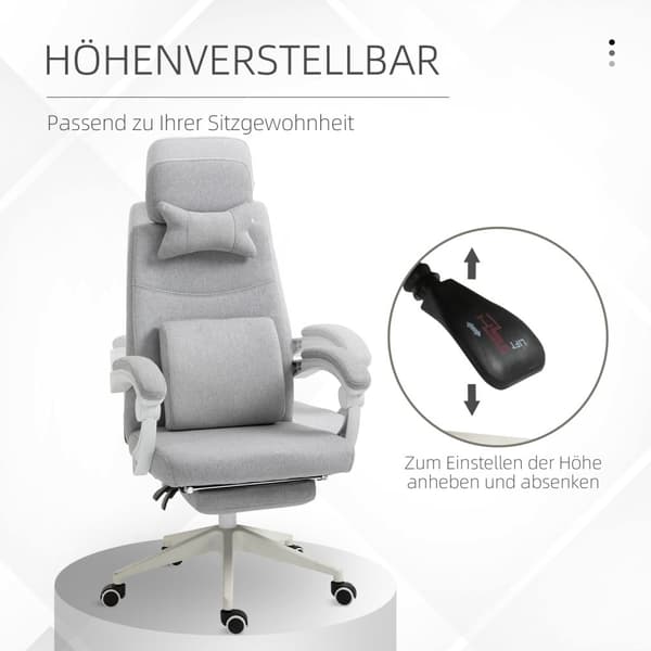 Kontorstol, Gaming Stol, Stol Med Hjul, Ergonomisk Design, Polyester, Skum, Flerlags Bord, Plast, 62 X 68 X 117-127 Cm