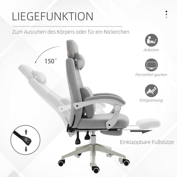 Kontorstol, Gaming Stol, Stol Med Hjul, Ergonomisk Design, Polyester, Skum, Flerlags Bord, Plast, 62 X 68 X 117-127 Cm