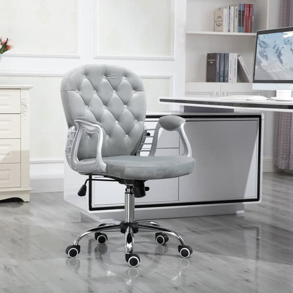 Skrivebordsstol Ergonomisk Kontorstol Med Polstret Ryggstøtte, Grå, 59,5X60,5X95-105 Cm