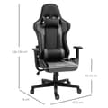 Miniatyrbilde 4 av 10: Ergonomic Office Chair Gaming Stol, Snurrstol Laget Av Kunstskinn Og Skum, Svart, 67,5X74X126-136Cm
