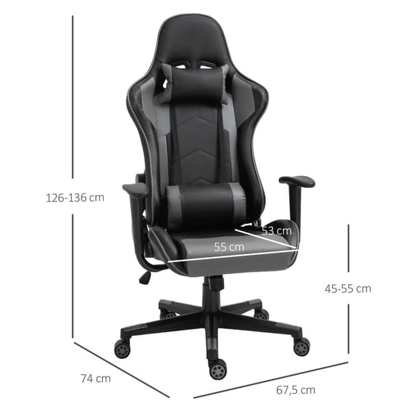 Ergonomic Office Chair Gaming Stol, Snurrstol Laget Av Kunstskinn Og Skum, Svart, 67,5X74X126-136Cm